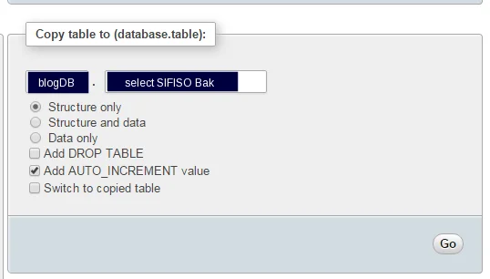 Duplicate MySQL Table Using phpMyAdmin 2 "2"